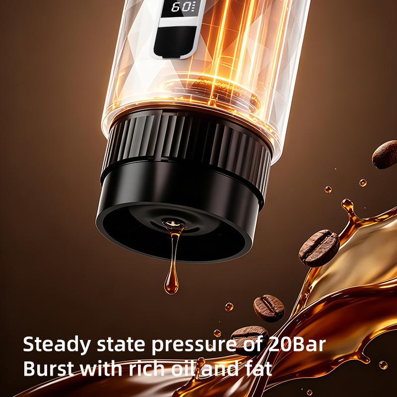 Portable espresso maker dispensing coffee